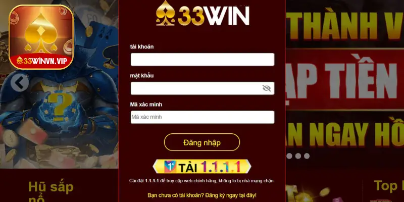 Nhập thông tin đăng nhập 33Win hệ thống yêu cầu